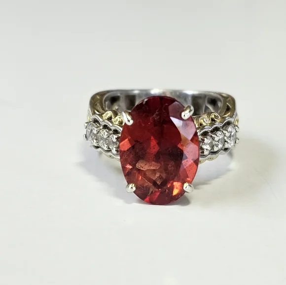 Retired Gems En Vogue 7.79ctw Andesine & White Zircon Cocktail 💍 Sz 6! 🔥 - Picture 3 of 9